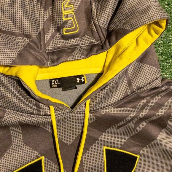 UNDER ARMOUR MENS HOODIES GRAY YELLOW LONG SLEEVE ATHLETIC LOOSE FIT SIZE XXL - Picture 5 of 7
